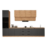 KÜCHENZEILE 440 cm - Langen KL8-M440 in Grau / Artisan Eiche - Schwarz/Eiche Artisan, Holz/Metall (440/248/58cm)