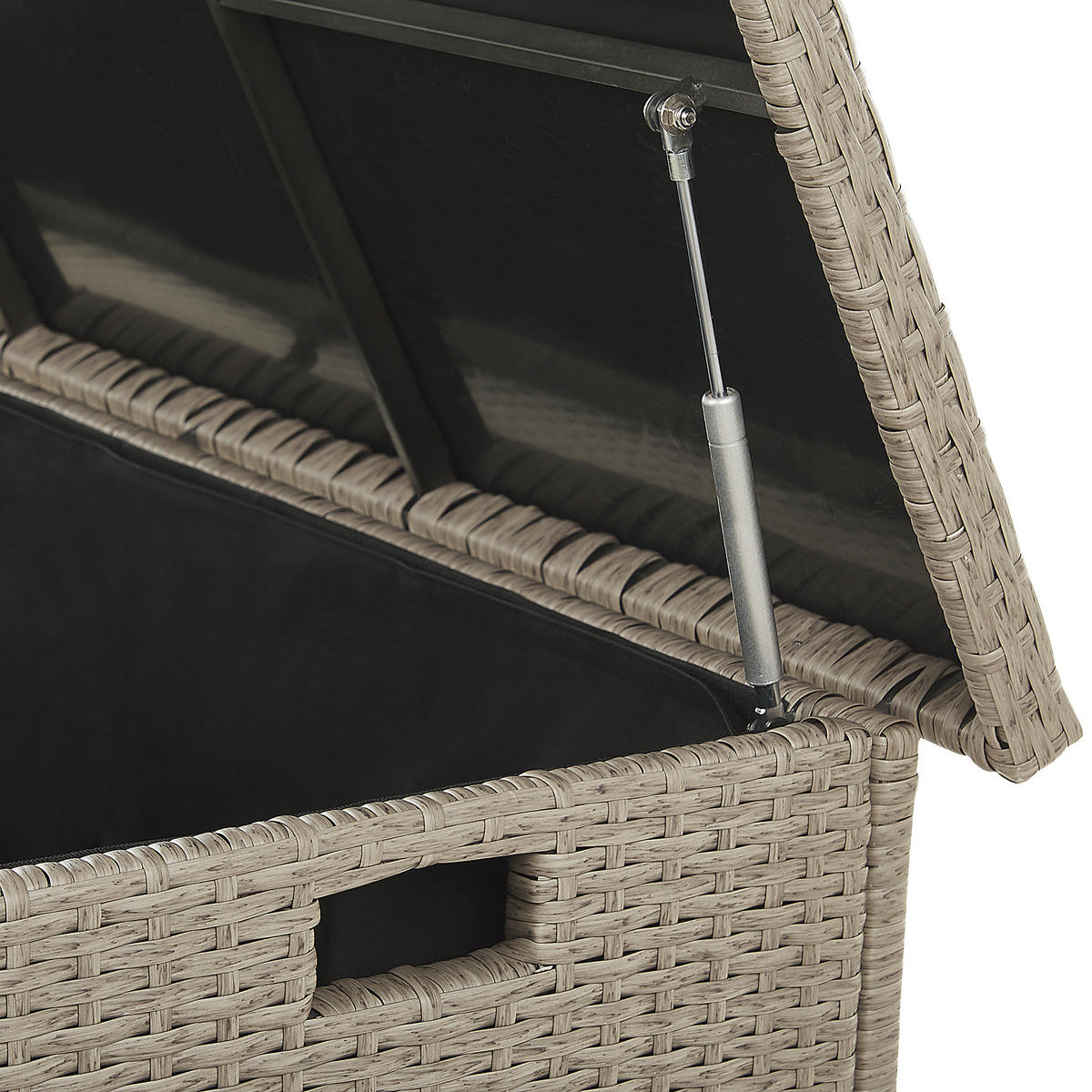 AUFLAGENBOX Rattan taupe 126/46 cm Modena - Beige/Schwarz, Kunststoff (126/63/46cm) - Beliani