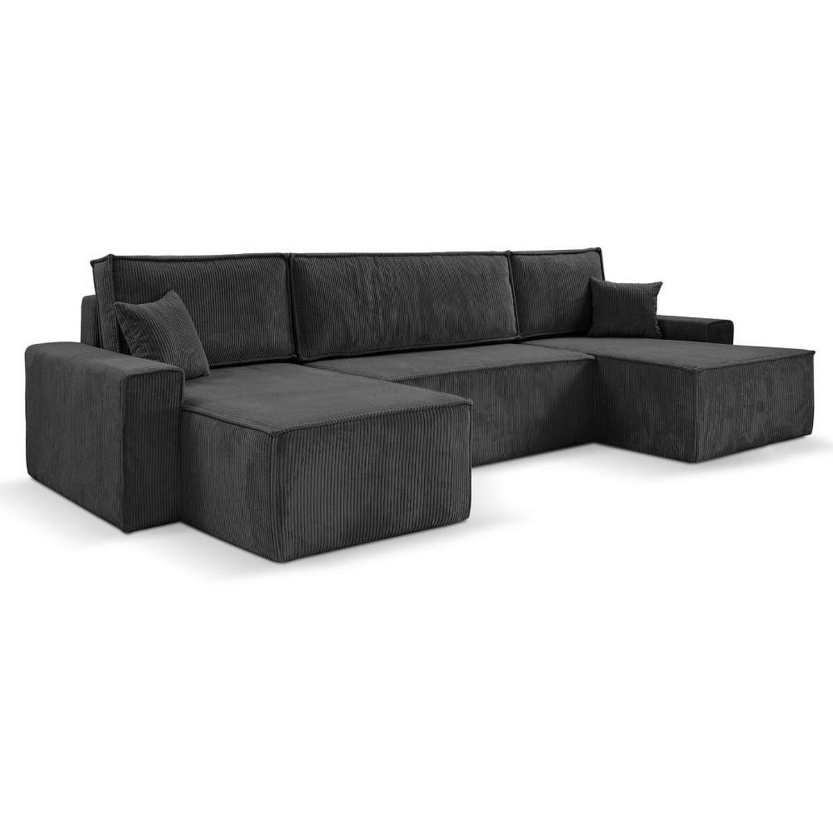 SEDACÍ SOUPRAVA Hektor U s funkcí spaní, tmavě šedá - černá/tmavě šedá, textil/plast (377/94/152cm) - Beautysofa