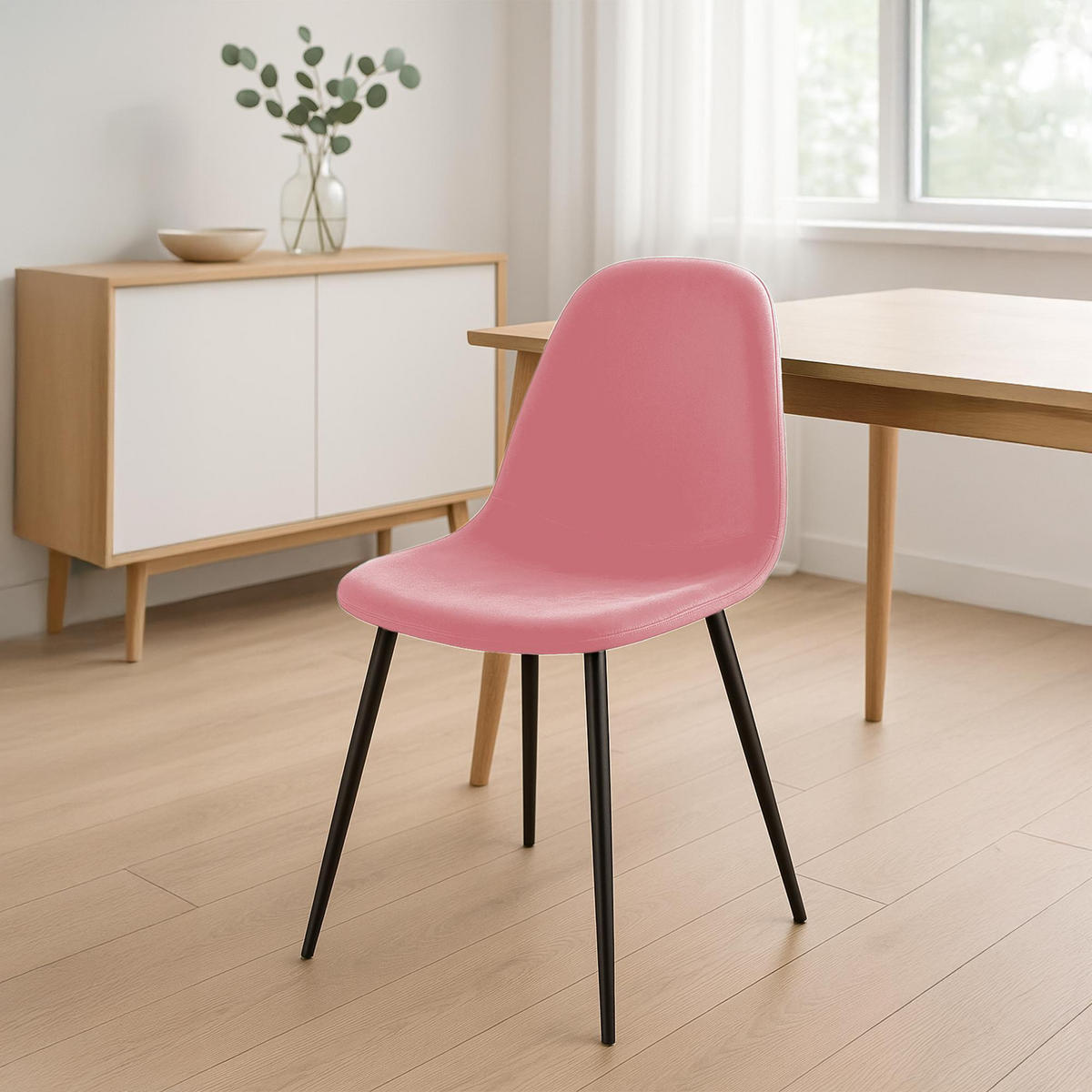 STUHL Samt Pink - Pink/Schwarz, Textil/Metall (44/88/51cm) - CLP