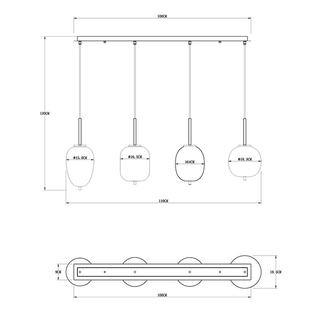 HÄNGELEUCHTE BLACKY I Metall Grau - Grau, Glas (110/18.5/120cm) - Globo Lighting