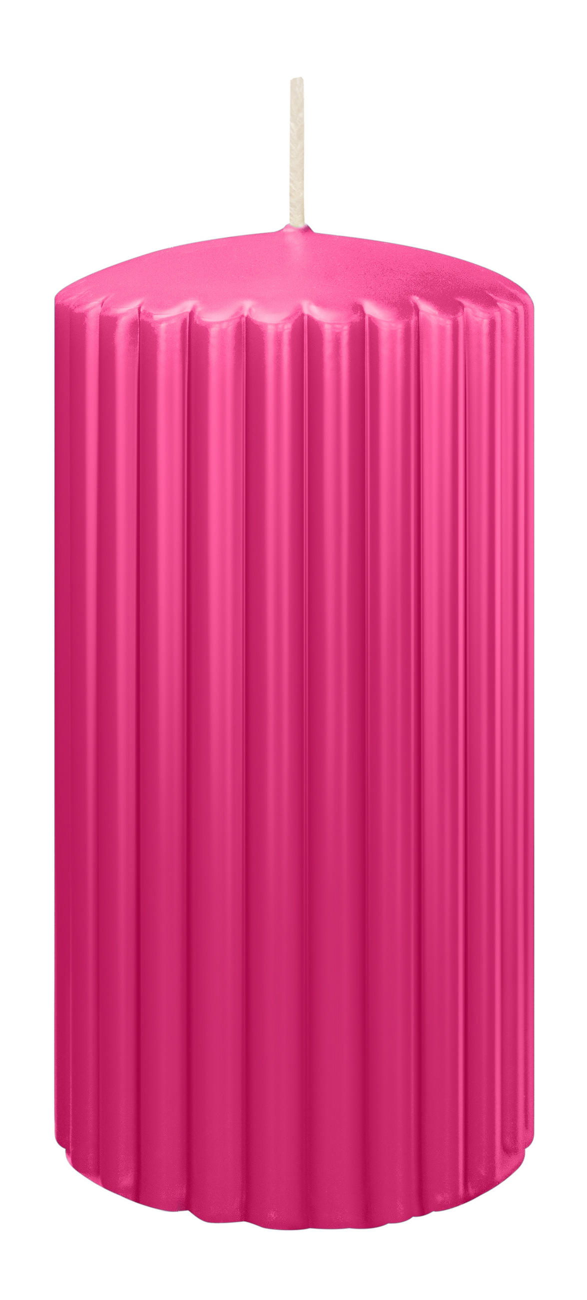 RILLEN KERZEN Pink 150 x Ø 80 mm, 4 Stück - Pink, Paraffin (8/15/15cm) - Wiedemann Kerzen