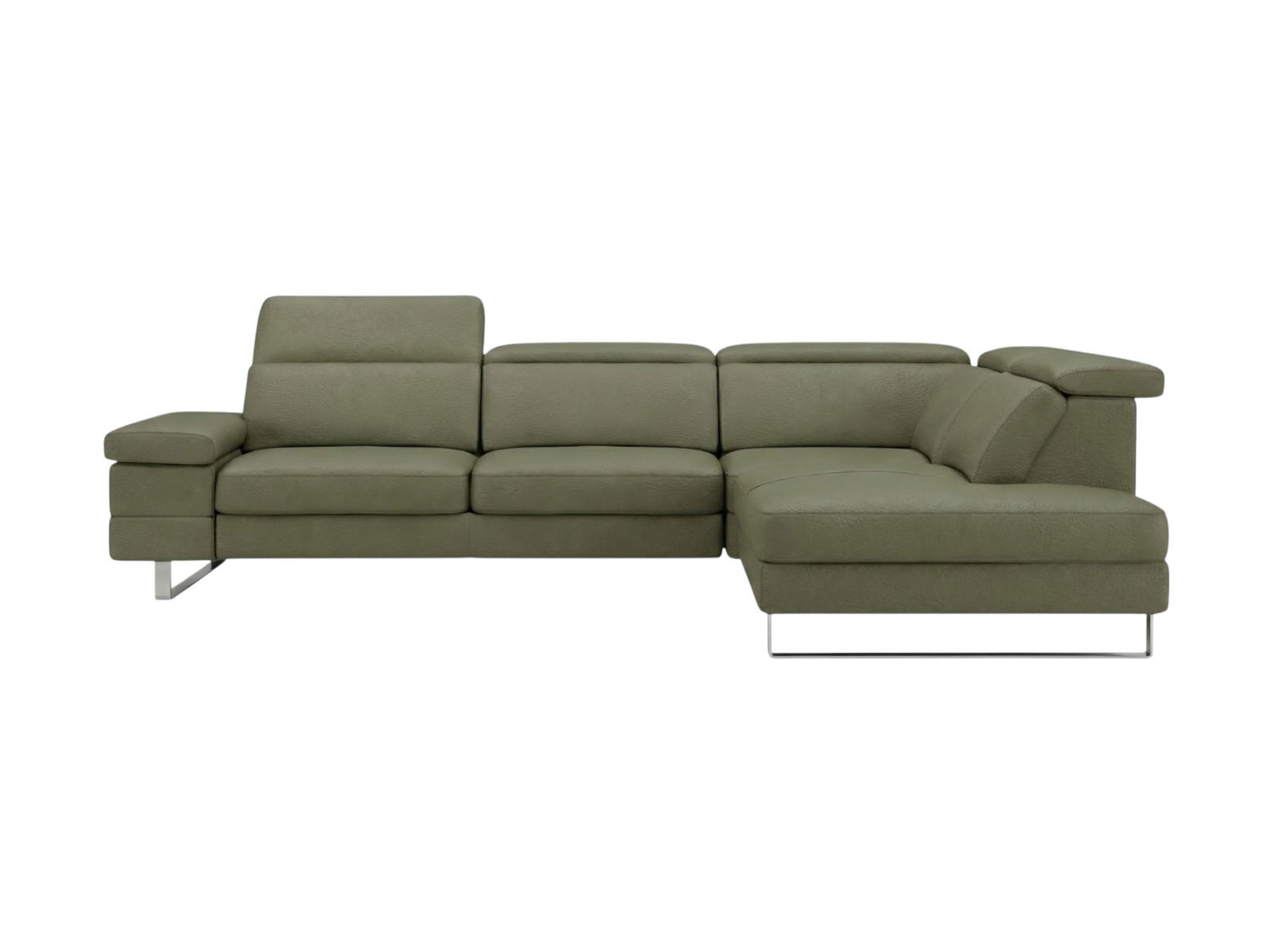 ECKSOFA Virage Echtleder Olivgrün - Olivgrün, Leder/Metall (232/263cm)