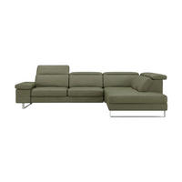 ECKSOFA Virage Echtleder Olivgrün - Olivgrün, Leder/Metall (232/263cm)