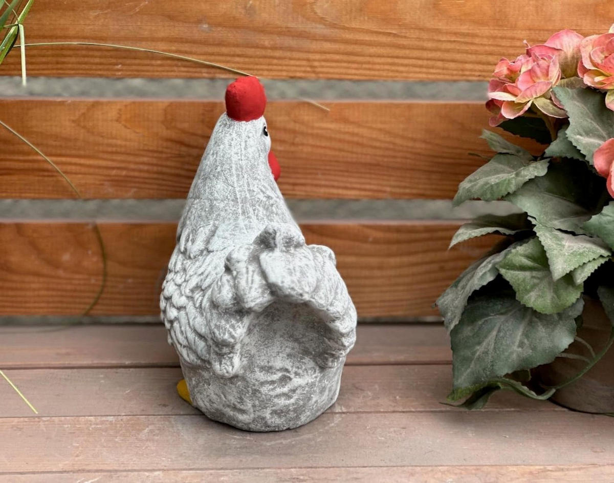 STEINFIGUR Henne Karla Huhn frostfester Steinguss massiv - Grau, Stein (9/16/19cm) - stoneandstyle