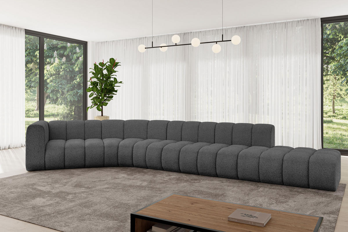 ECKSOFA modulares Sofa Tilmo-L2 - 490x194x70 cm Grau - Grau, Holzwerkstoff/Textil (490/194cm) - ALTDECOR