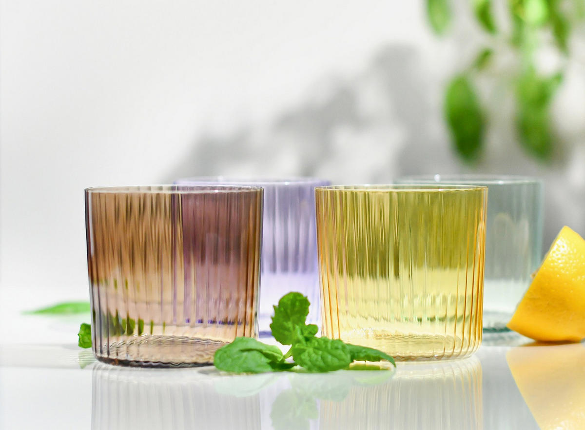 GLÄSER MIT VERTIKALER OPTIK, 4er-Set, 410 ml - Multicolor, Glas (0.41L) - Krosno Glass