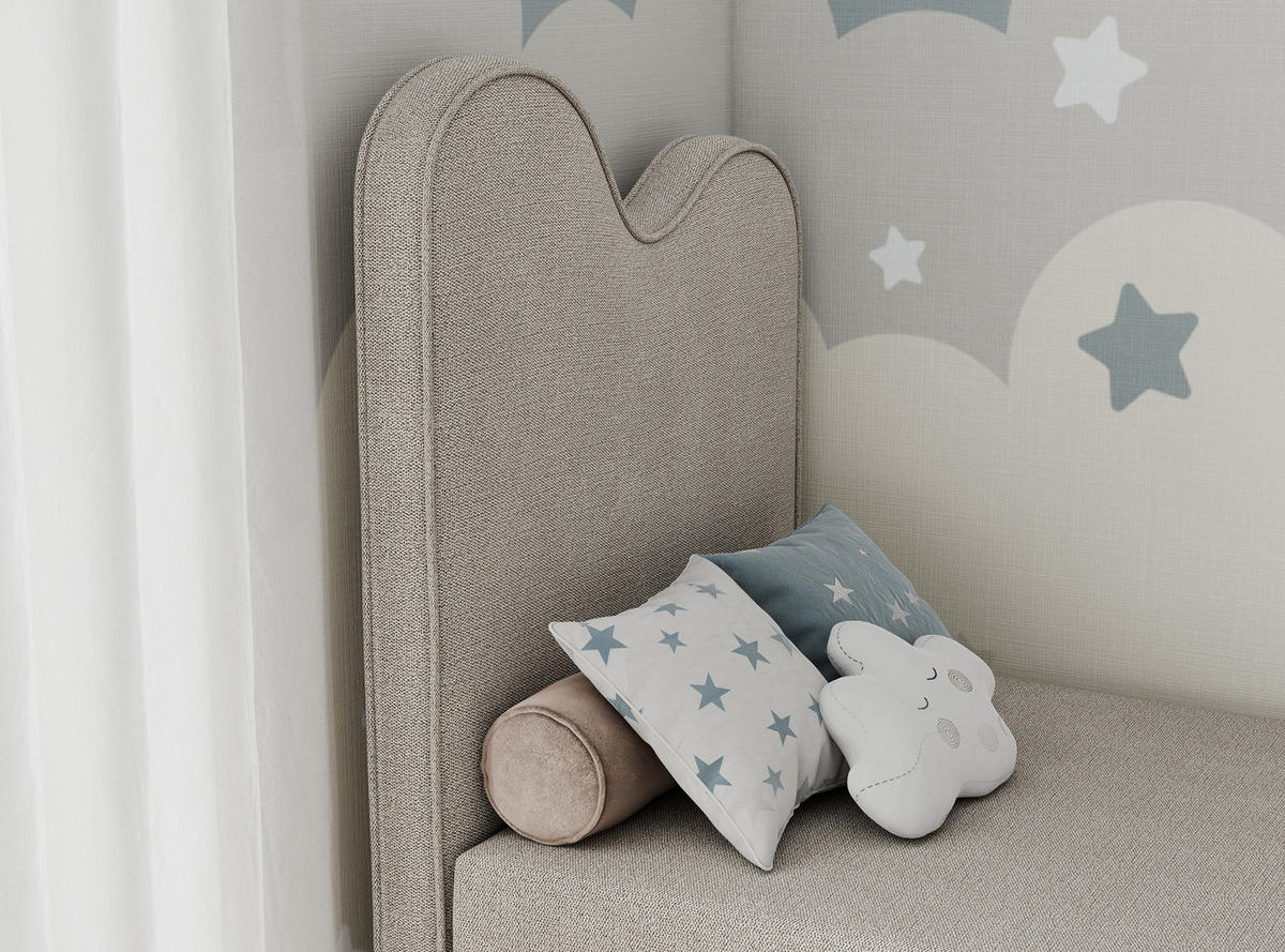 BOXBETT FLOW 90/180 Beige Struktur - H3 - Beige, Holz/Textil (90/180cm) - MKS