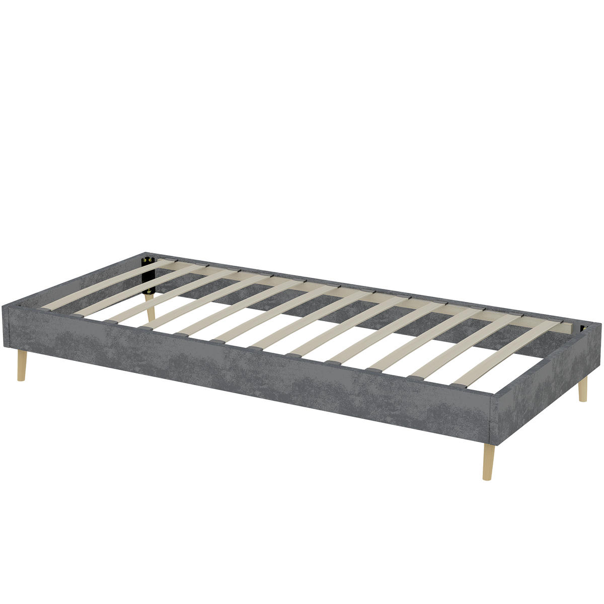 POLSTERBETT 90/200 cm DE-35407 mit Samtbezug Grau - Grau, Metall (90/200cm) - ComfortXL