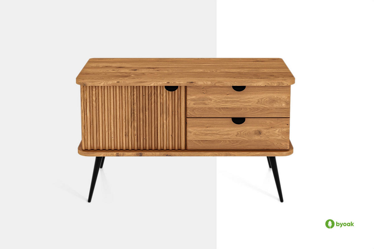 KOMMODE niedrig LINA - Wildeiche, Holz (97/57/46cm) - byoak
