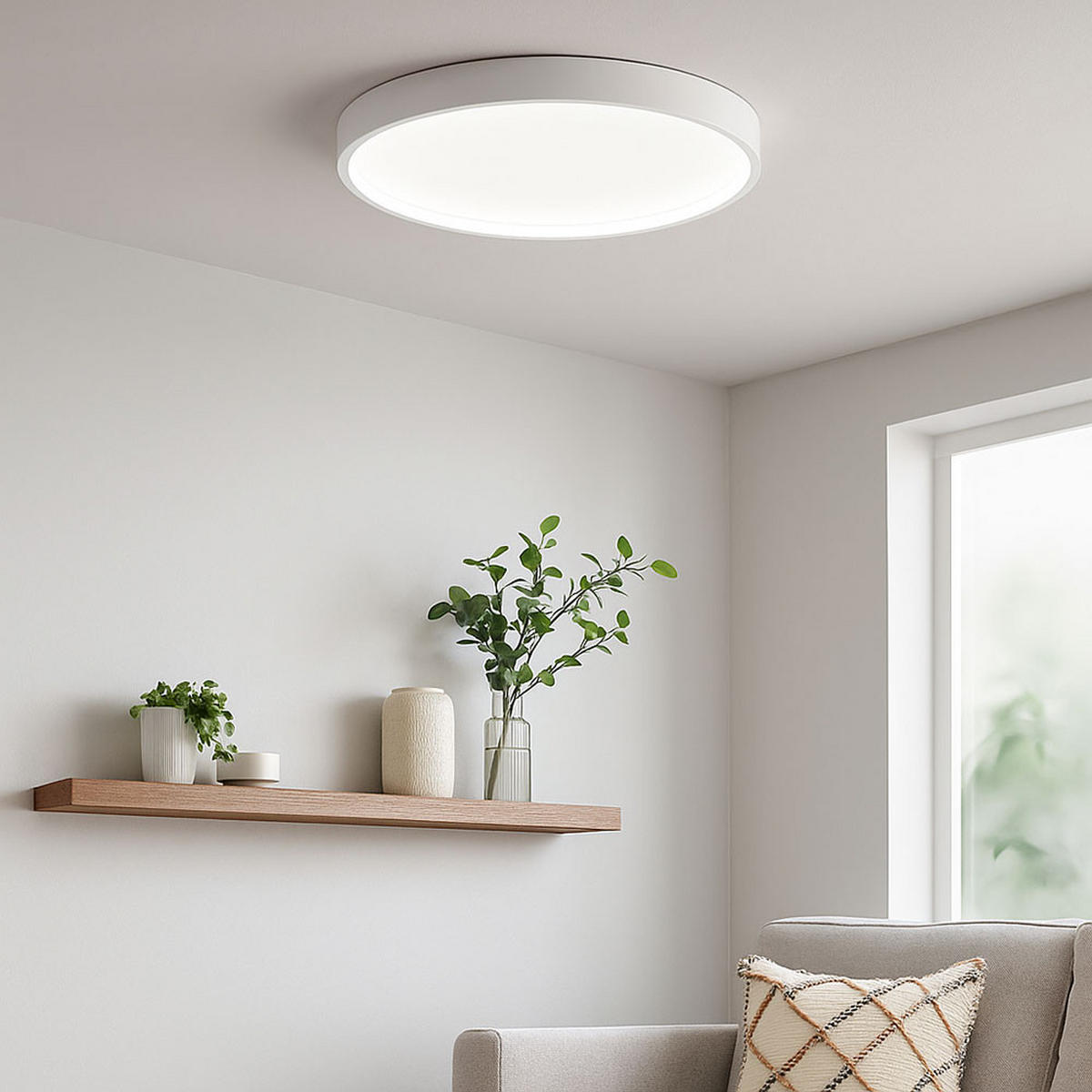 LED DECKENLEUCHTE Metall Weiß Rund - Weiß, Metall (45/45/4.5cm) - Wofi