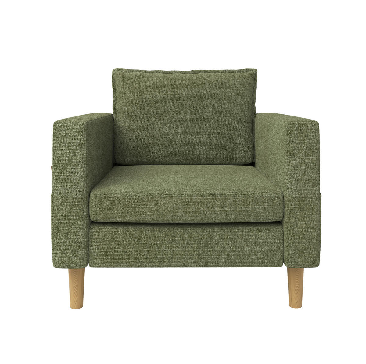 SESSEL 71/68/82 cm in Olivgrün aus Chenille mit Seitentaschen - Olivgrün, Textil (71/82/68cm) - BEAOK