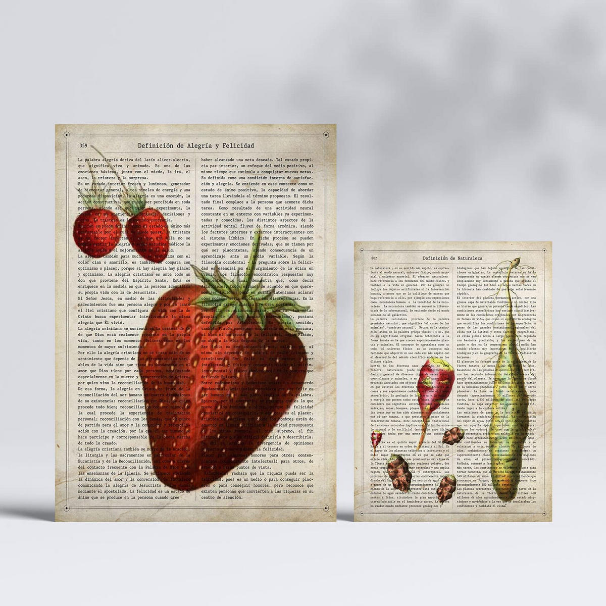 POSTER Set Mit 6 Küche Vintage Papier Stil A3 & A4 Rahmenlos - Klar, Papier (29/3cm) - Nacnic