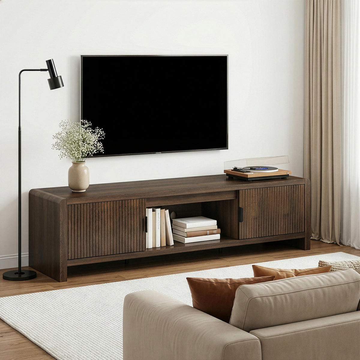 FERNSEHSCHRANK Lukkodso - Walnussfarben, Holzwerkstoff (150/40/40cm) - [en.casa]