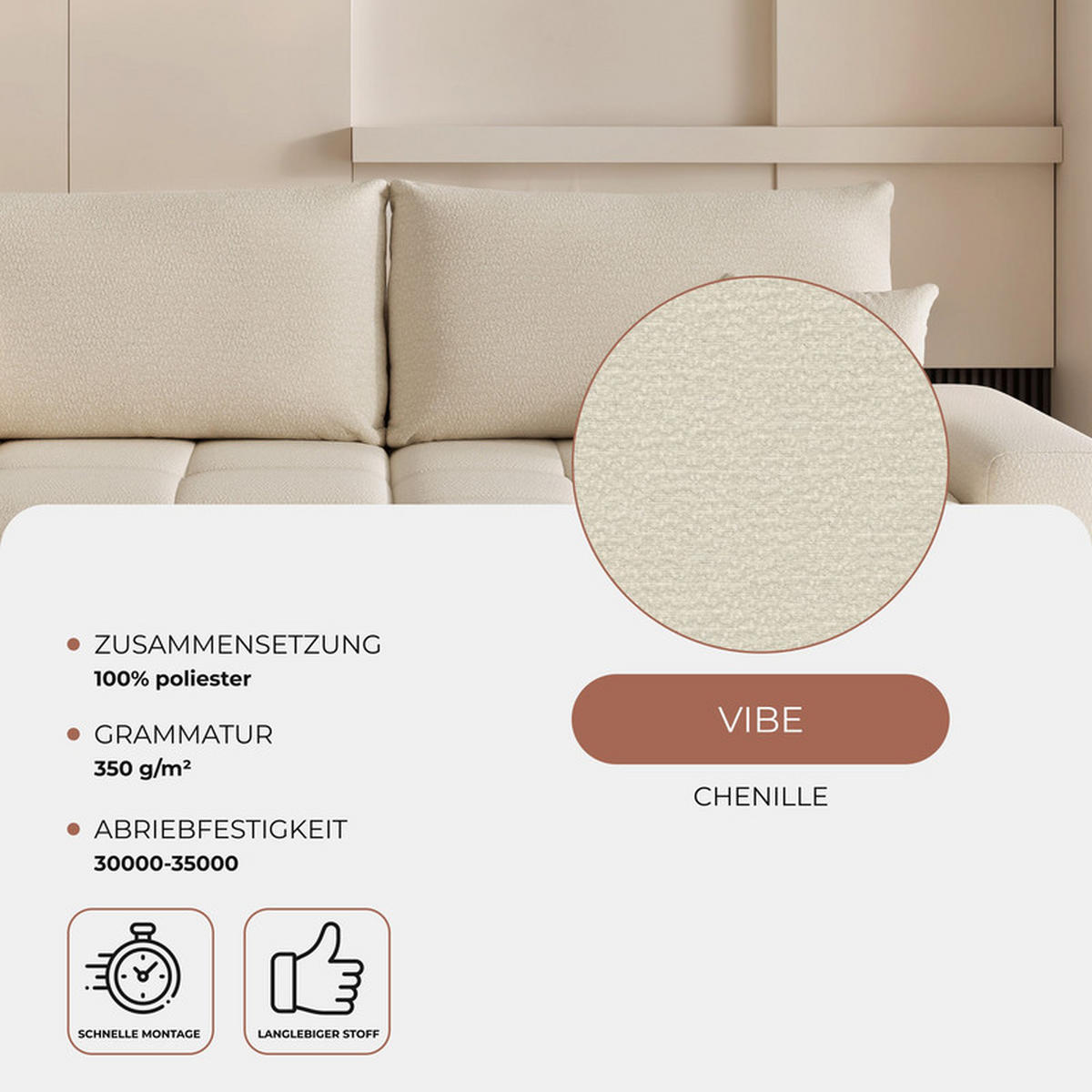 ECKSOFA TARA mit Schlaffunktion und Bettkasten Creme - Creme, Holzwerkstoff/Kunststoff (250/160cm) - Idohome