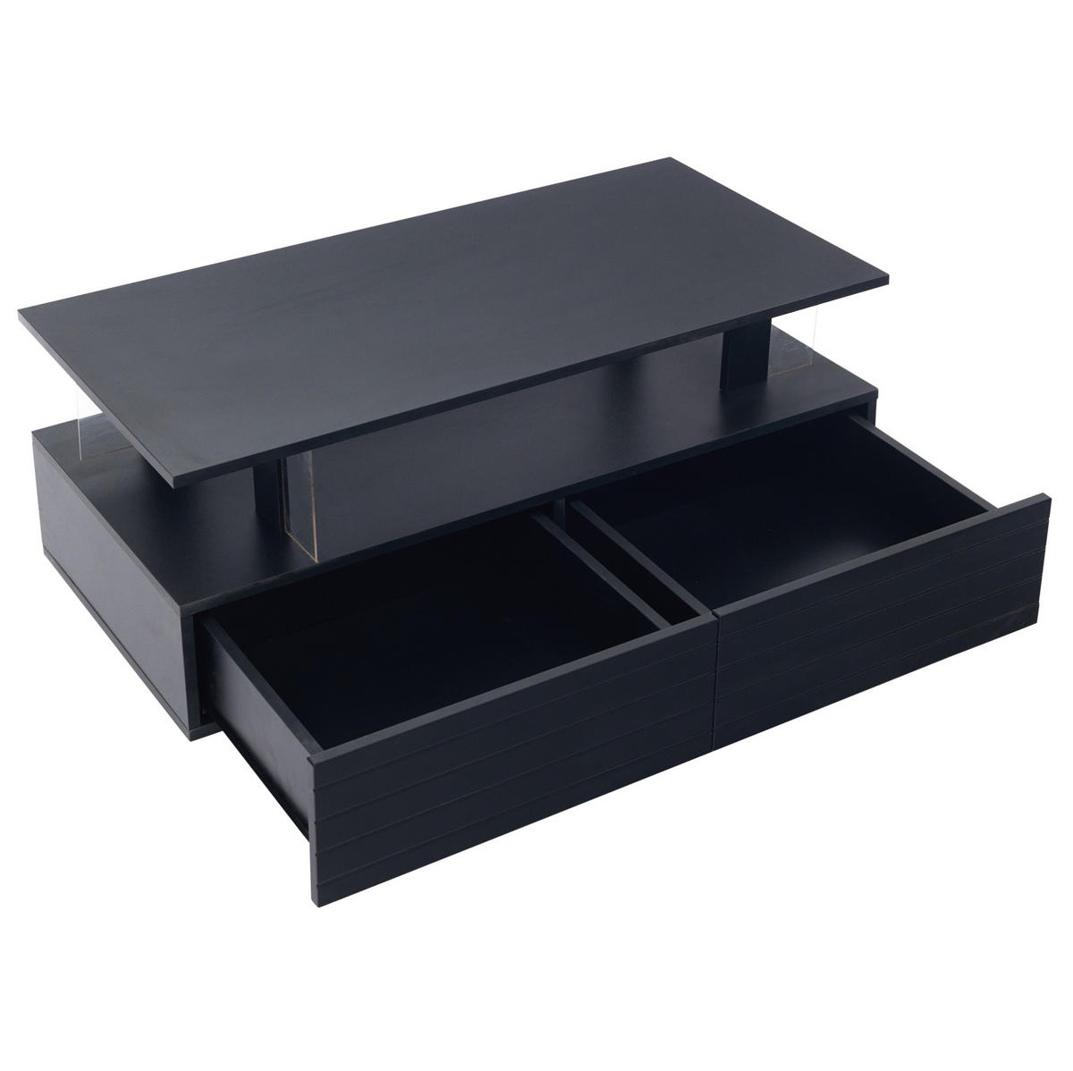 COUCHTISCH mit LED und Stauraum 100 x 50 cm Acryl Schwarz - Schwarz, Holz (100/50/42cm) - Meubliv