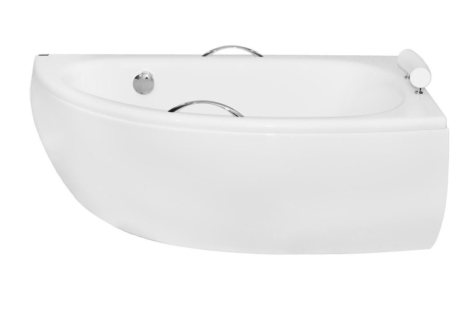 BADEWANNE Eckwanne MILENA PREMIUM 150/70 Rechts mit Schürze Ablauf Füße - Weiß, Kunststoff (70/53.5/150cm) - bad land