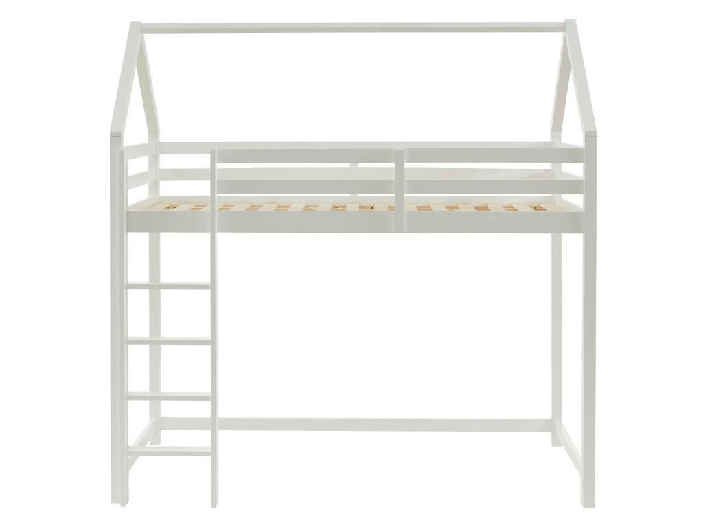HOCHBETT Hausbett - Kiefernholz - 90 x 190 cm - Weiß - TARZIA - Weiß, Holz - Vente-Unique