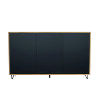 SIDEBOARD Elisa, Kommode mit Push-to-Open, Made in Germany, Moderner Schrank, Eiche Evoke/Schwarz matt (152,5 x 90,5 x 37 cm) - Schwarz, Holzwerkstoff (152.5/90.5/37cm) - InnoFurn