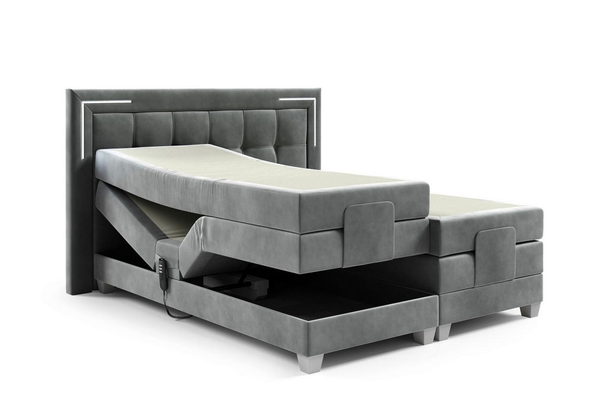 BOXSPRINGBETT Bett Elektrisch Dores - Grau, Holzwerkstoff/Textil (160/200cm) - Fun Möbel