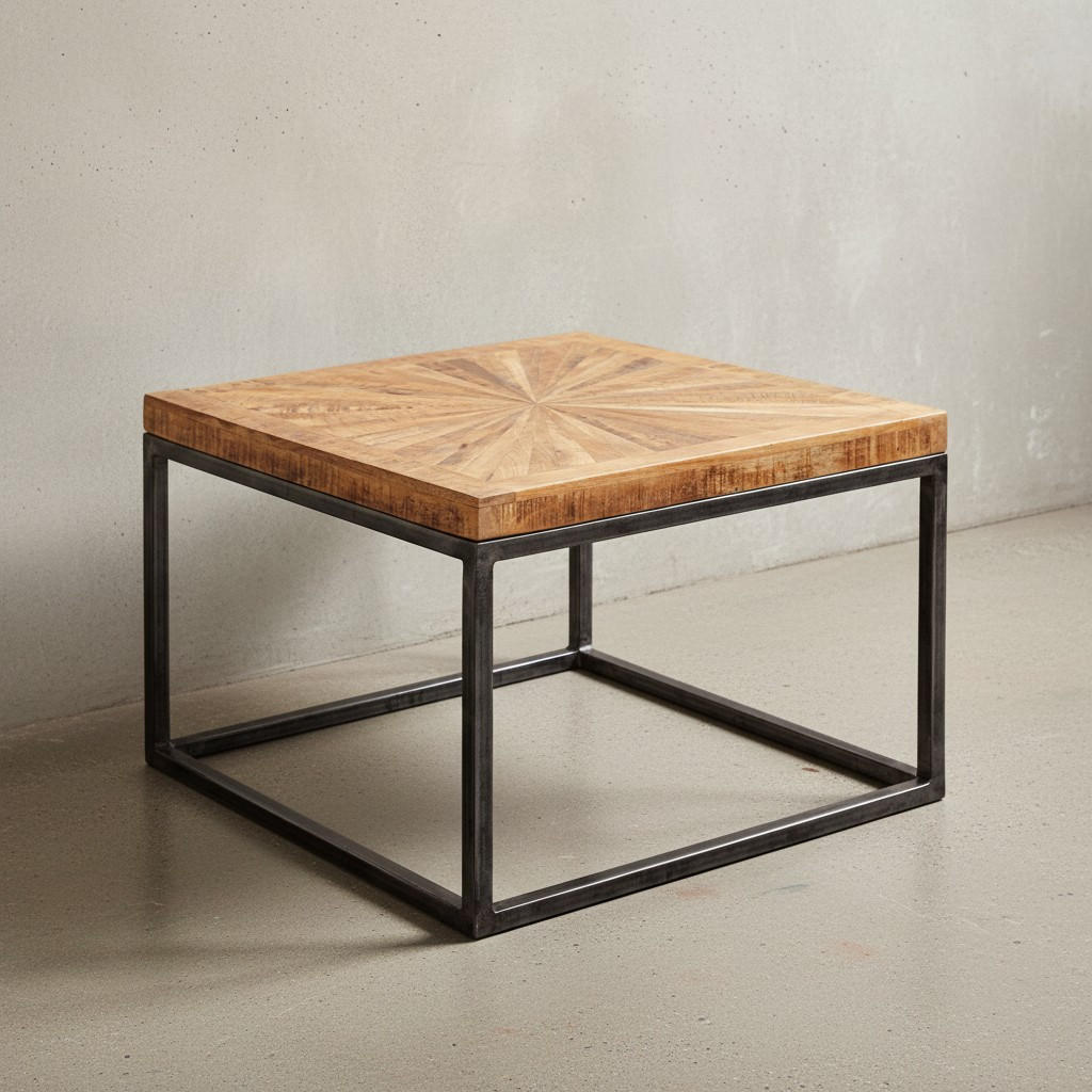 COUCHTISCH Mangoholz Modernes Design Große Ablagefläche Stabile Beine - Schwarz/Braun, Holz/Metall (55/55/40cm) - KADIMA DESIGN