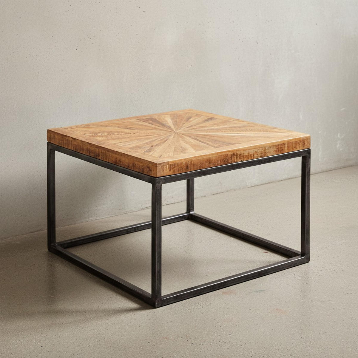 COUCHTISCH Mangoholz Modernes Design Große Ablagefläche Stabile Beine - Schwarz/Braun, Holz/Metall (55/55/40cm) - KADIMA DESIGN