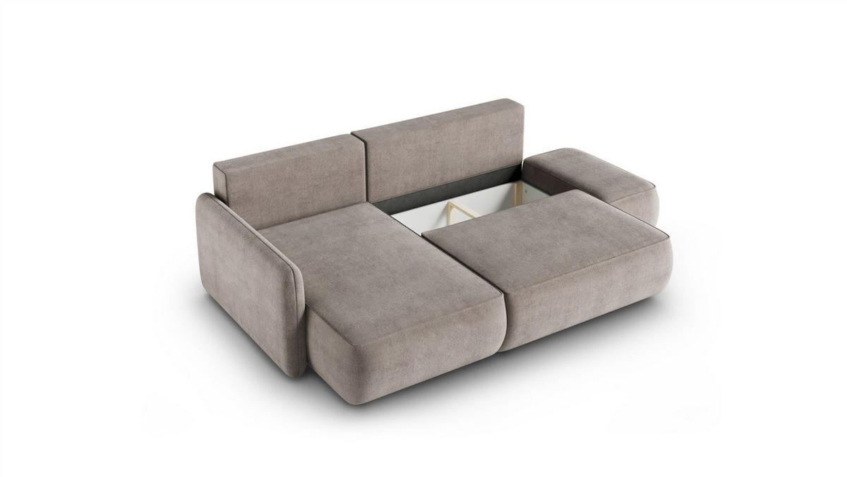ECKSOFA Luka Mit Schlaffunktion - Graubraun, Holzwerkstoff/Textil (229/148cm) - Fun Möbel