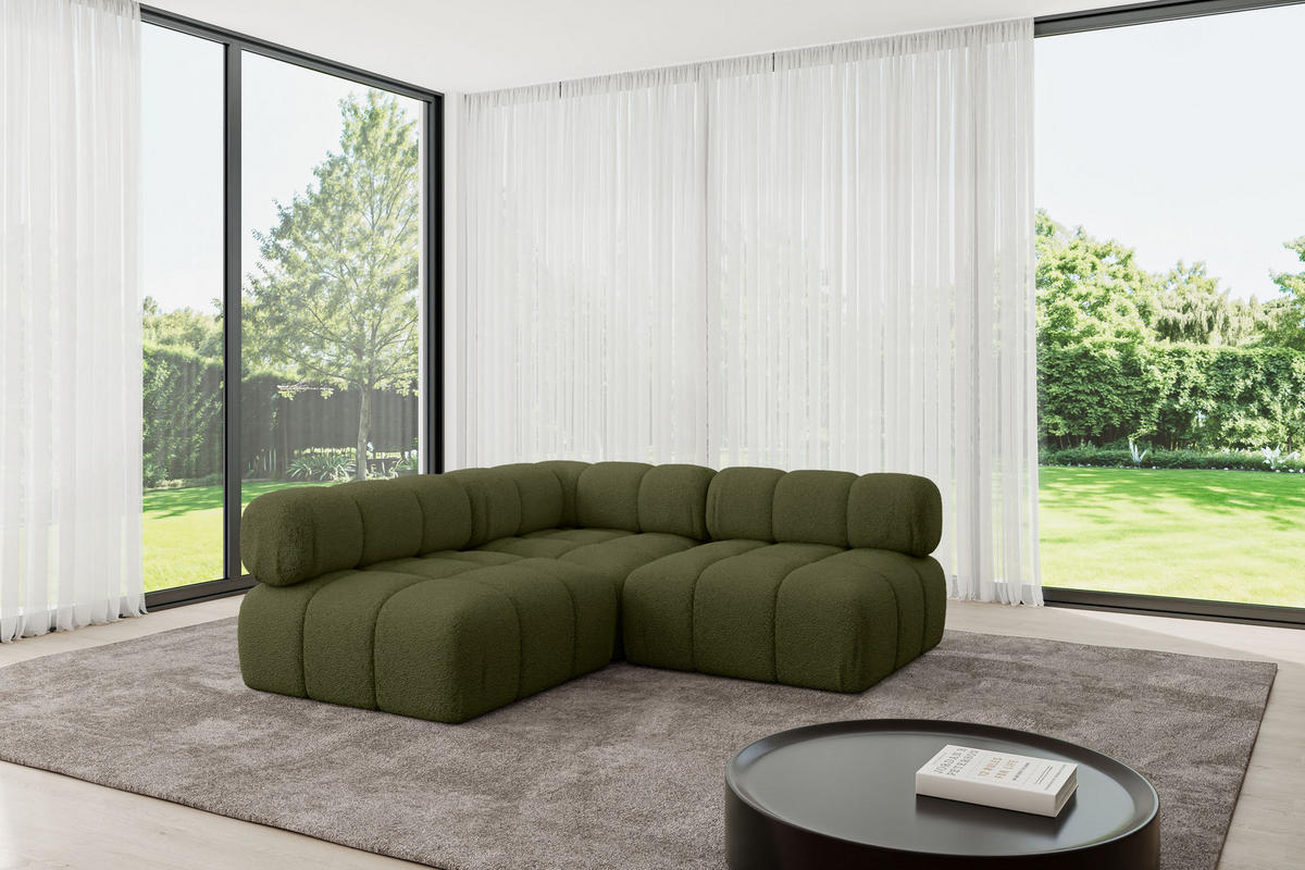 ECKSOFA modulares Sofa Samaro-L1 - 190x190x70 cm Grün Bouclé - Grün, Holzwerkstoff/Textil (190/190cm) - ALTDECOR