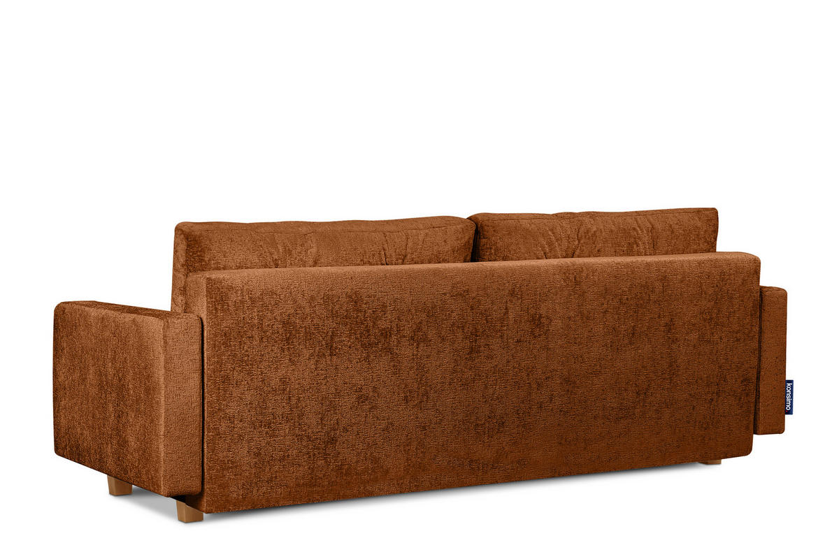 3-SITZER-SCHLAFSOFA ERISO mit weiche Sitzfläche und hohe Rückenlehne, Chenille-Stoff, rot - Rot/Braun, Textil (220/80/100cm) - KONSIMO®