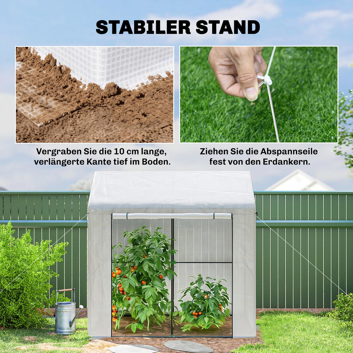 FOLIENGEWÄCHSHAUS Stahl PE Weiß - Weiß, Kunststoff (140/200/200cm) - Outsunny