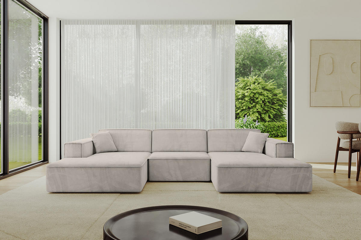 WOHNLANDSCHAFT IREA-U1-v4 - 303x171x79 cm Hellbraun - Hellbraun, Holzwerkstoff/Textil (303/79/171cm) - ALTDECOR