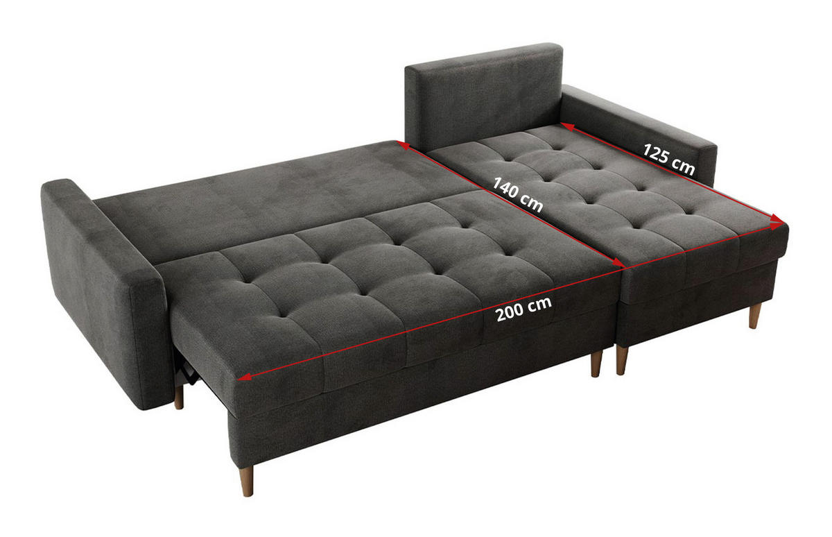 ECKSOFA Colin Velvet Dunkelgrau - Dunkelgrau/Braun, Holz/Textil (220/140cm) - MKS