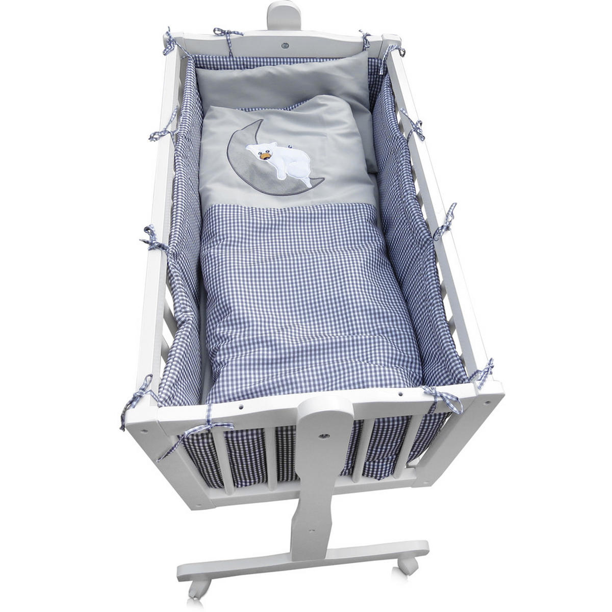 BABYBETT Weiß mit Rollen - Weiß/Grau, Holz (54/100cm) - VitaliSpa