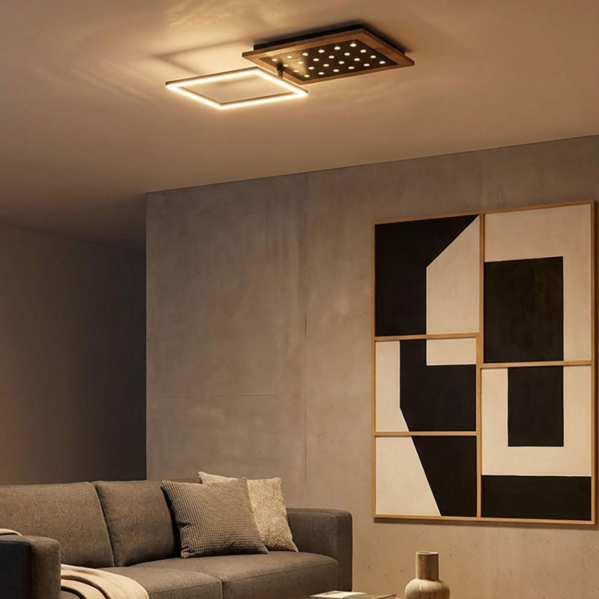 LED DECKENLEUCHTE JIMBO, Metall Braun, 3 Stufen, Memory - Braun, Metall (63.5/27/8.5cm) - Globo Lighting
