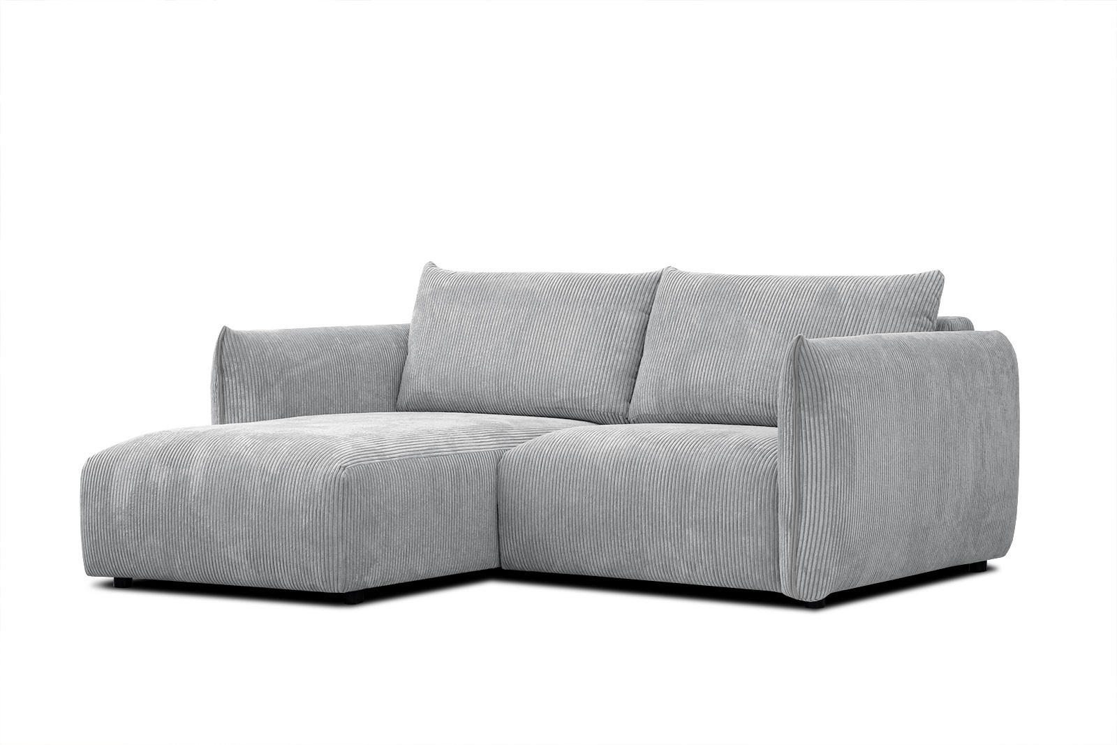 ECKSOFA TAUER 3-Sitzer, hellgrau - Hellgrau/Schwarz, Holzwerkstoff/Kunststoff (173/206cm) - Courtois Laville