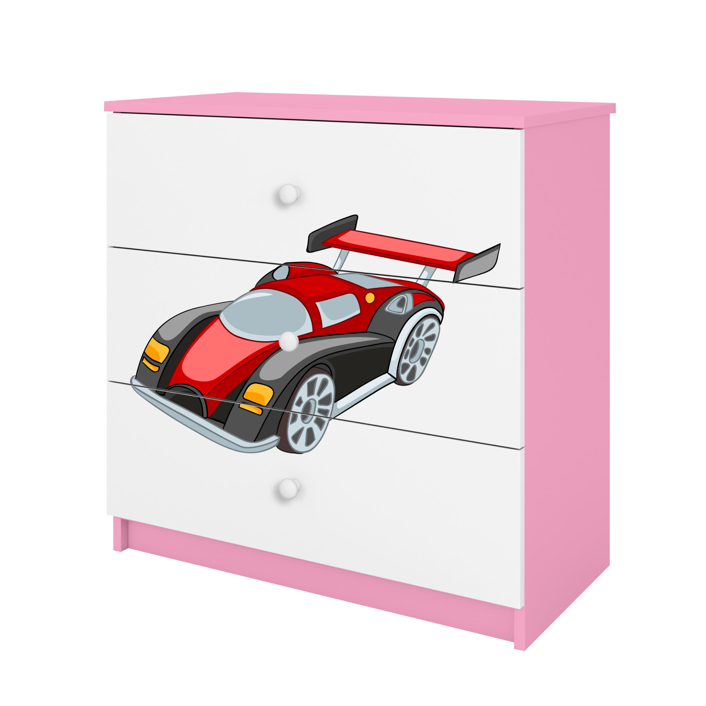 KOMMODE Babydreams Rennwagen 81/81/41 - Rosa, Holzwerkstoff (81/81/41cm) - RAUMHIRSCH FURNITURE