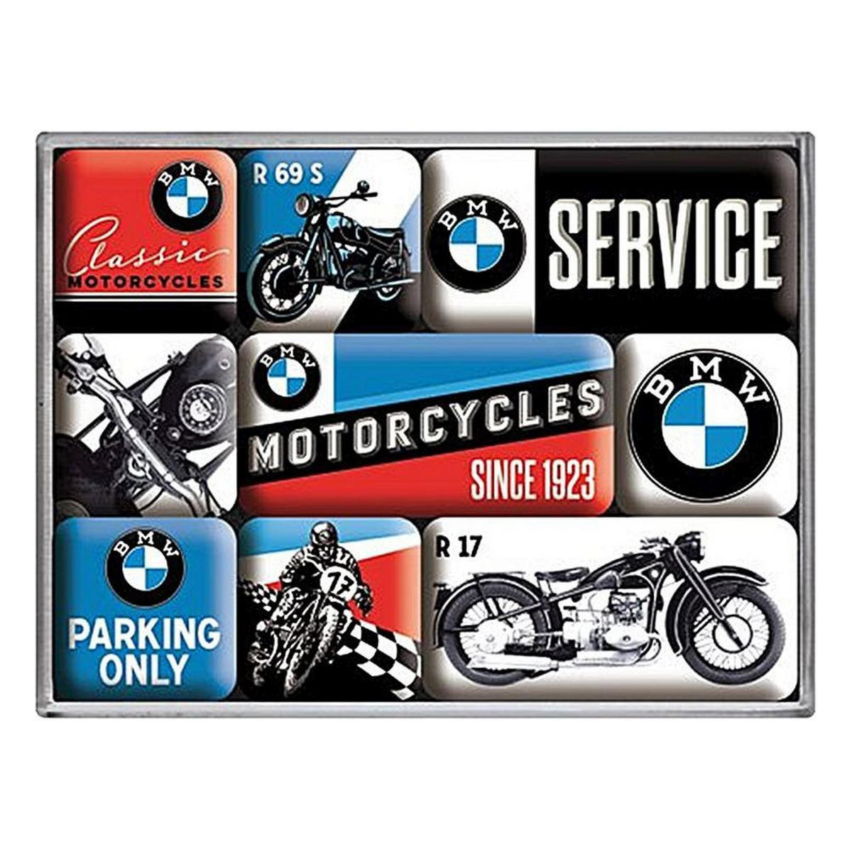 MAGNETSET 9-teilig BMW Motorcycles - Multicolor, Metall (9/7/2cm) - Nostalgic-Art