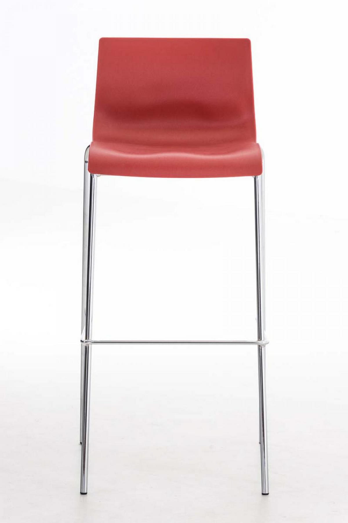 BARHOCKER 2er Set Kunststoff rot - Chromfarben/Rot, Kunststoff/Metall (43/100/48cm) - CLP