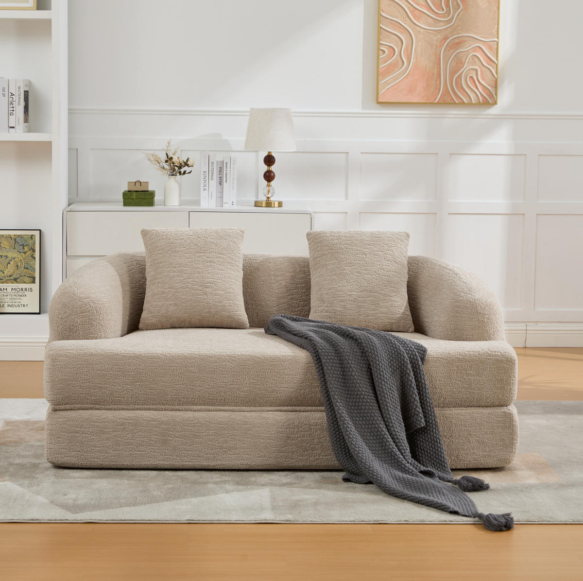 SOFA mit Schlaffunktion 157 x 84 x 65 cm Chenille Khaki - Braun, Kunststoff (84/65/157cm) - Meubliv