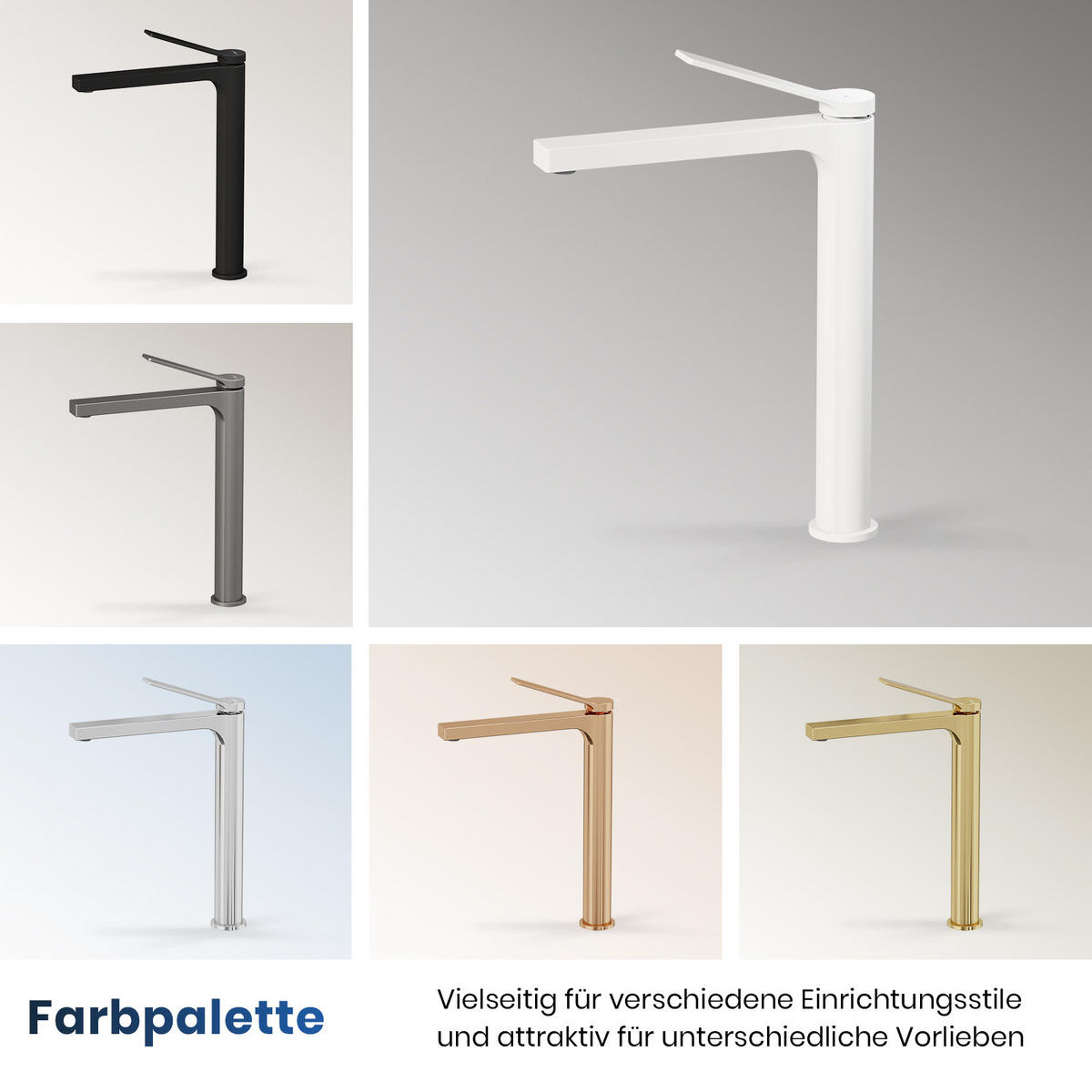 WASCHTISCHARMATUR mit Zertifiziertem Filterelement Weiß Matt Hoher Stil - Weiß, Metall (23.3/4.6/33.5cm) - EMKE
