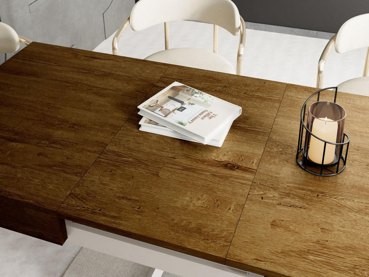 COUCHTISCH Cavetta U höhenverstellbar ausziehbar, Lefkas Eiche 120-200/80/27-76 cm - Kaschmir/Alteiche, Holzwerkstoff/Metall (80/120/76cm) - WFL GROUP