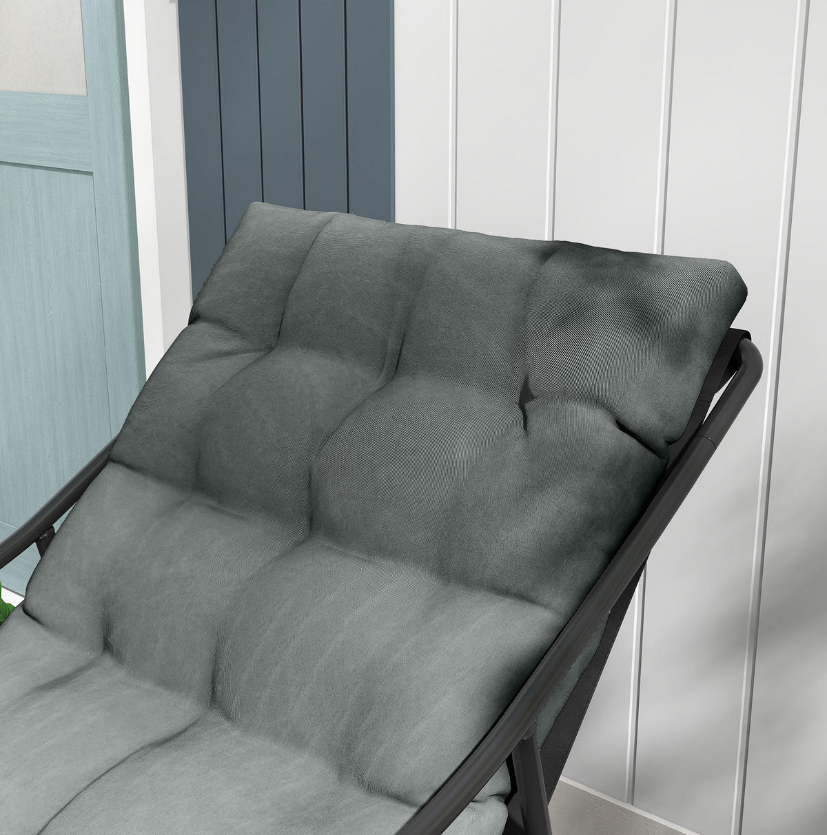 SONNENLIEGE aus Stahl 62x110x88cm in Grau mit 10 cm Sitzkissen - Grau, Metall (62/88/110cm) - Modfu