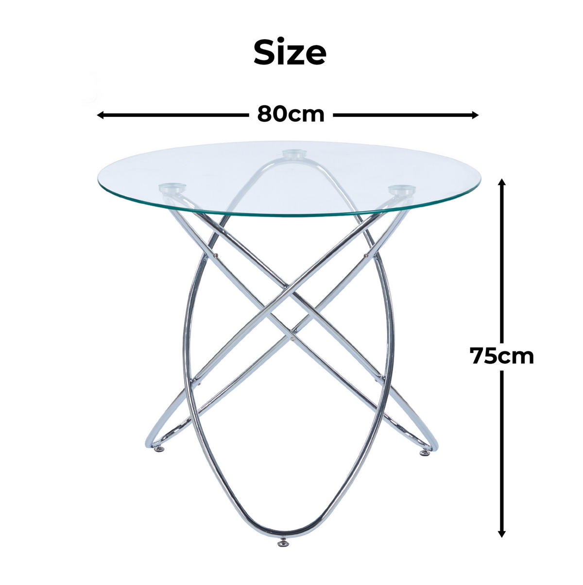 JEDÁLENSKÝ stôl zo skla a kovu, chrómový,80/80/75 cm - chrómová, sklo (80/80/75cm) - BEAOK