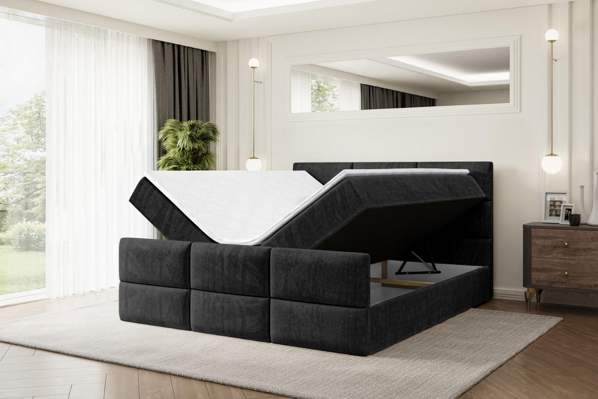 AMERICKÁ postel OHIO-Z – 200 x 200 cm – H4 – černá - černá, kompozitní dřevo (200/200cm) - ALTDECOR