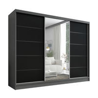 SCHWEBETÜRENSCHRANK 200 cm AURELIA 2 Farbe: Graphit, Schwarz - Graphitfarben/Schwarz, Holzwerkstoff (200/215/60cm) - A&J MöbelLand