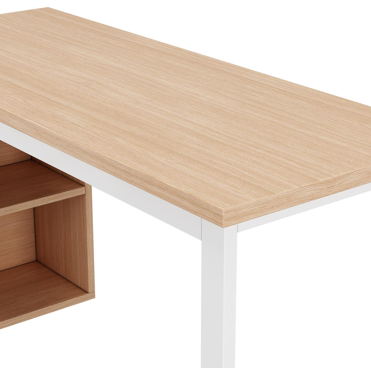 SCHREIBTISCH mit 3 Schubladen 147 x 100 x 75,3 cm MDF Metall Natural - Braun, Metall (147/100/75.3cm) - Meubliv