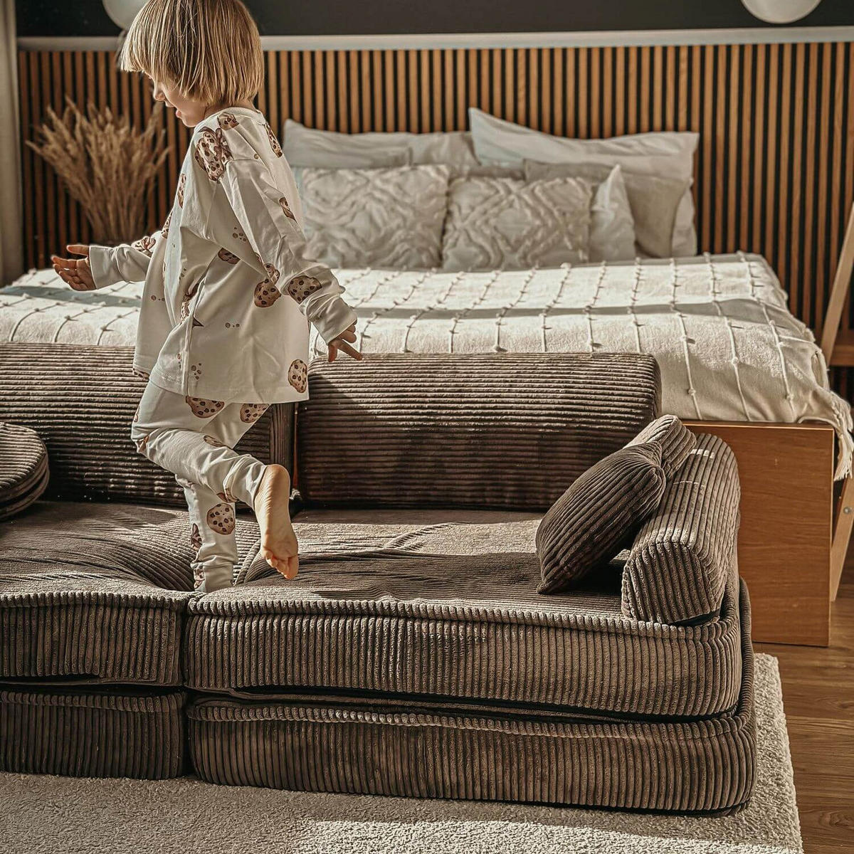KINDERSOFA AESTHETIC 160 cm Cord Braun 10 Stk - Braun, Textil (80/12/160cm) - MeowBaby
