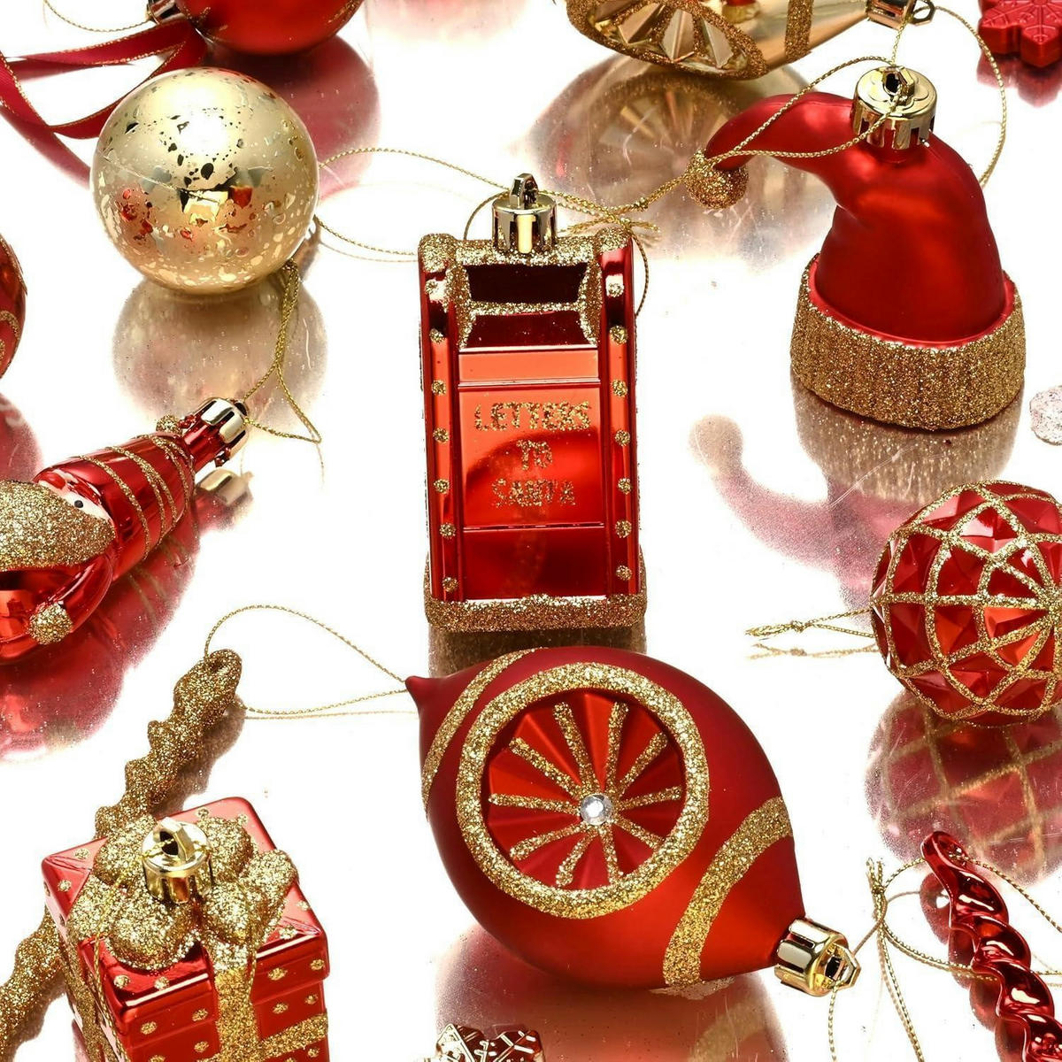 WEIHNACHTSKUGELN 100-teiliges Set Rot Gold - Multicolor, Kunststoff (24.5/6.7/34.2cm)