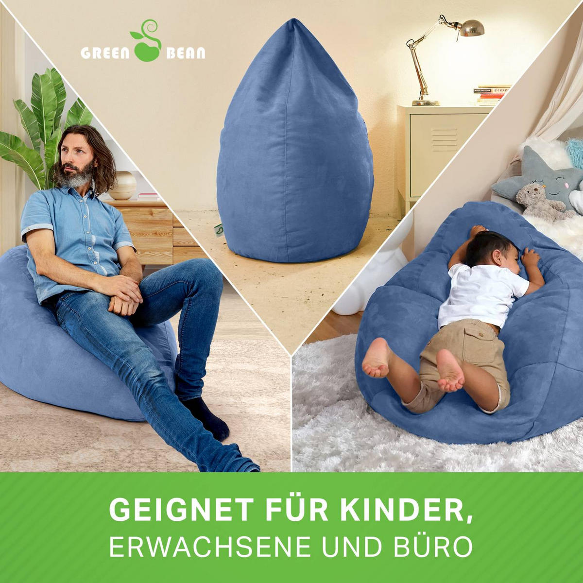SITZSACK "Drop" 60x60x90cm - 220L - Hellblau, Textil (60/90/60cm) - Green Bean
