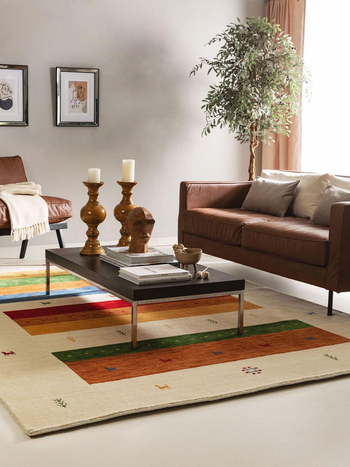 WOLLTEPPICH Jamal Multicolor/Beige 120x170 cm - Beige/Multicolor, Textil (120/1cm) - KUNSTLOFT